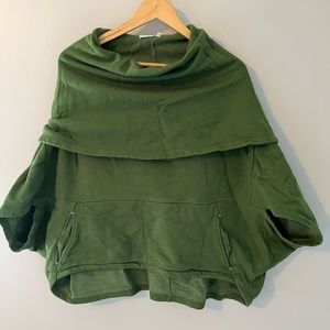 Dark green cotton/bamboo sweatshirt/poncho